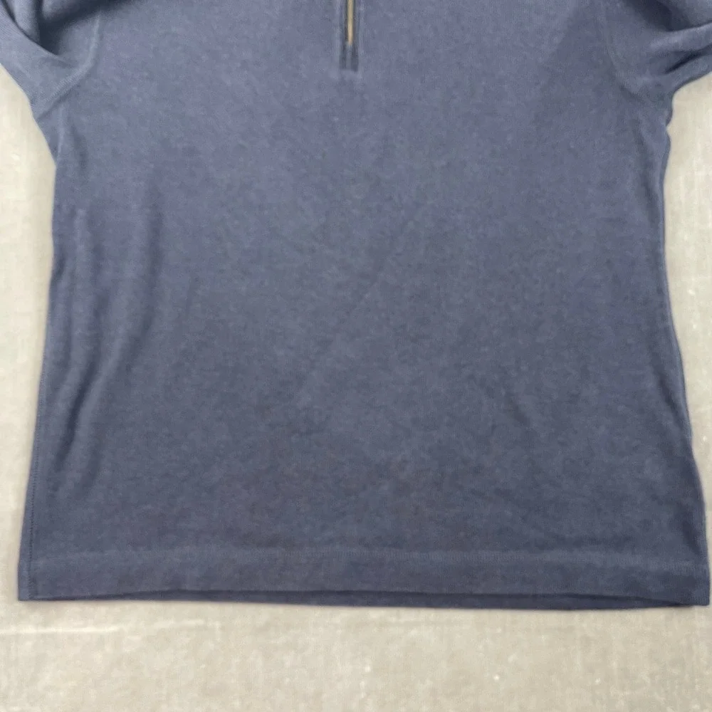 Banana Republic Mens L Navy Blue‎ Quarter Zip Pullover Cotton Ribbed Mock Neck